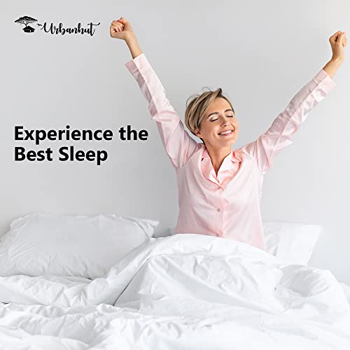 Urbanhut 1000 Thread Count 100% Egyptian Cotton Queen Sheets Set Quality (4Pc), Luxury Bed Sheets For Queen Size Bed, Sateen Weave Hotel Sheets, 16" Elasticized Deep Pocket - White #TOP2