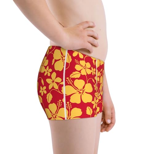 Boys' Cotton Boxer Brief Soft Underwear-Red Vintage Flowers2