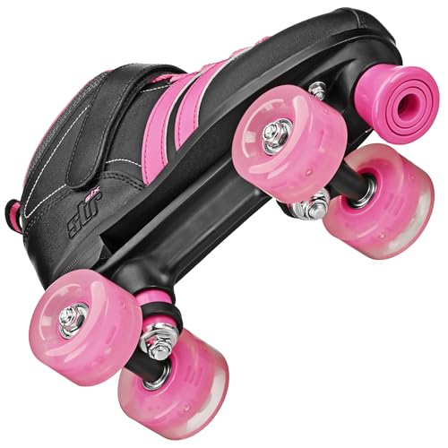 Roller Derby STR Six Lighted Wheel Roller Skates, Black/Pink, Size 11
