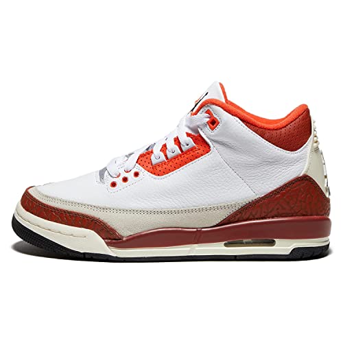 Jordan Boy's Air 3 Retro SE (Big Kid) White/Black/Mars Stone/Team Orange 6 Big Kid M