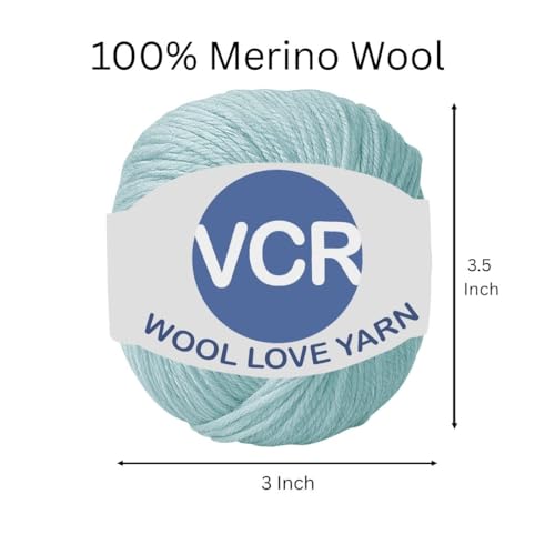 Image of VCR Light Blue Yarn, 25 Grams Hank, 85 Meters Length, 100% Merino Wool, Pack of 1, Shrink-Resistant Soft, Warm and Premium Wool Yarn for Knitting, Crochet and Craft Projects