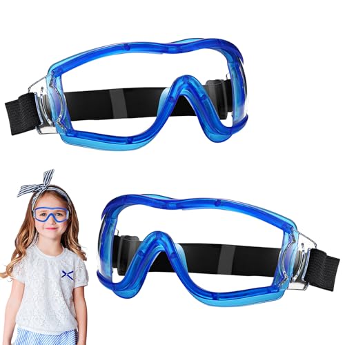 Spetsbst 2er Pack Schutzbrille für Kinder Schutzbrillen mit Windbeständigkeit Beschlagfrei Arbeitsschutzbrille Schutzbrille für Nerf/Labor/Schießspiele/Wasserschlacht (Blau)