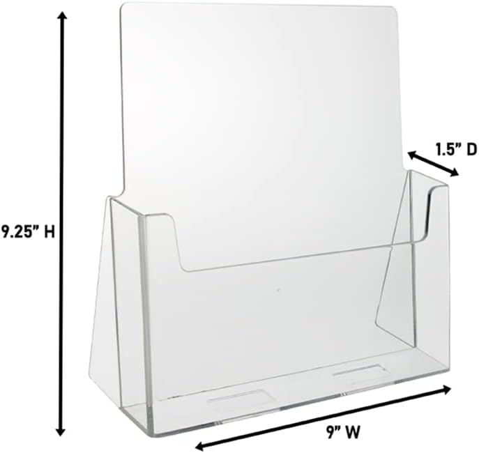 Source One Premium Large Clear Acrylic Brochure Counter Top Style with Business Card Holder (S1-PL-WBC) (12 Pack)