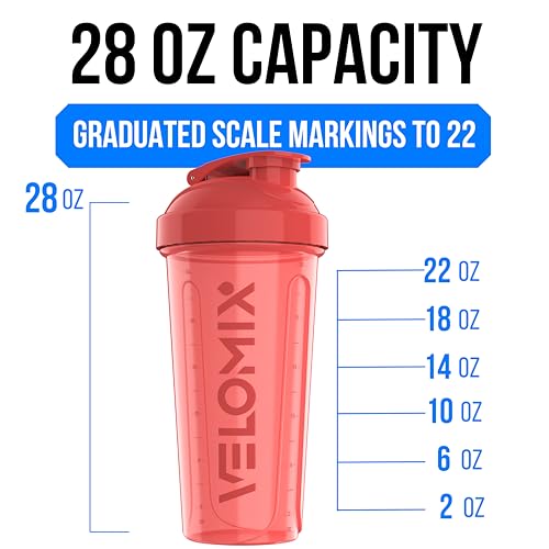 Image of VELOMIX -2 Pack- 28 oz Protein Shaker Bottles for Protein Mixes - 2x Wire Whisk | Leak Proof Shaker Cups for Protein Shakes and Pre Workout | Protein Shaker Bottle Pack (Blue /Pink)