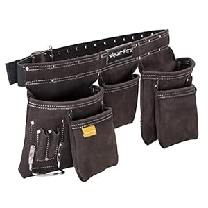 WrightFits Leather Apron Tool Belt, Heavy Duty Tool Pouch with Multi Pockets, Professional Work Pouch for Electricians…