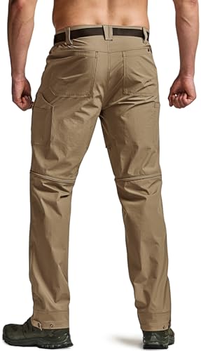 Image of CQR Men's Convertible Cargo Tactical Pants, Water Resistant Outdoor Hiking Pants, Zip Off Lightweight Stretch Work Pants