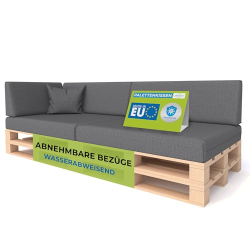 Pillows24- Palettenkissen 6-teiliges Set | Palettenauflage für Palettensofa | Rückenkissen & Sitzkissen für Europaletten | Palettenmöbel für...