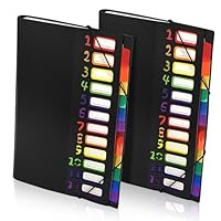 xiaoxiaozhijia 2 Stück Fächermappe A4,Gummizugmappe mit 12 Fächern,Dokumentenmappe Folder,Document Organizer mit für Büro,Schule (Schwarz+Schwarz)