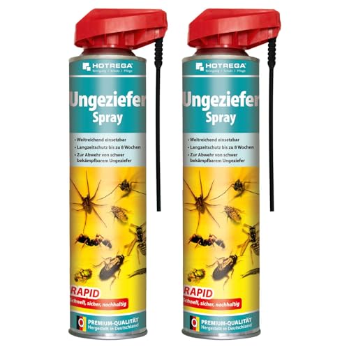 Preisvergleich Produktbild HOTREGA Ungeziefer Spray 600 ml - Insektenvernichter, Wespenspray, Insektenspray, Schädlingsbekämpfung, Mengen:2