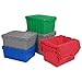 Akro-Mils 39170 Industrial Plastic Storage Tote with Hinged Attached Lid, (21-Inch L by 15-Inch W by 17-Inch H), Blue, (3-Pack)