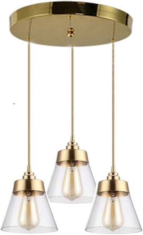 Lustre en laiton 3 lumières suspendues pour salon et chambre style loft américain