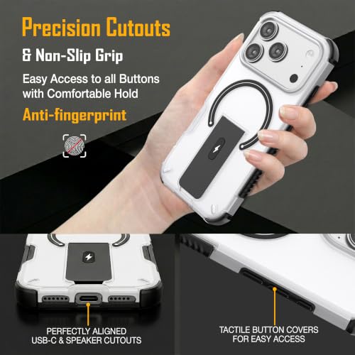 Image of ZAP CASE Matte Kickstand Case for iPhone 17 Pro | Magsafe Compatible | Premium Polycarbonate Back + Flexible TPU Bumper | Foldable Stand | Military-Grade Drop Protection | Anti-Fingerprint | White