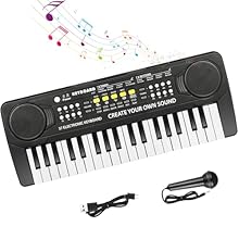 【37 Keys Keyboard Piano】This 37 keys kids piano keyboard is equipped with stereo dual speakers and can play chord, which can give your child an excellent piano experience. And it can play 8 rhythms, 8 tones, 19 demos, 4 percussion and 4 animal sounds...
