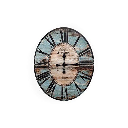 Oval Turquoise Wood Wall Clock