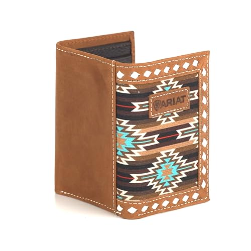 ARIAT Trifold Southwest Diamond Lace Wallet, Brown3