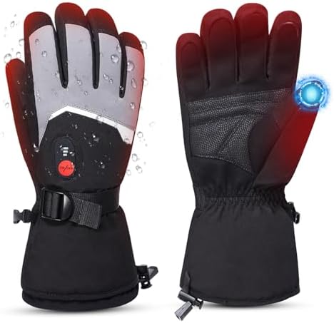 Heated Gloves for Men Women - Electric Rechargeable Battery Hand Warming Gloves with 3 Heat Setting for Winter Skiing Motorcycle Work Hiking Finshing (Large)