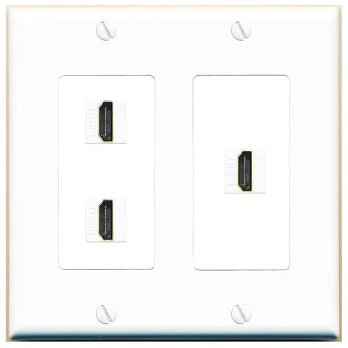 RiteAV 3 Port HDMI Wall Plate - 2 Gang [White]