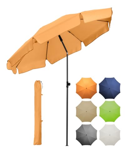 FARE Sonnenschirm Gr. M mit Volant - 180 cm Durchmesser - UV-Schutz 50+ für Balkon Garten Terrasse...