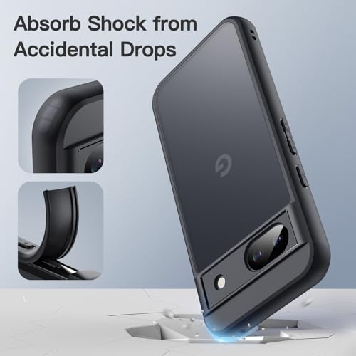 Image of JETech Matte Cover Case for Google Pixel 8a 6.1-Inch 2024, Frosted Translucent Back Protective Slim Phone Cover, Anti-Fingerprints (Black)
