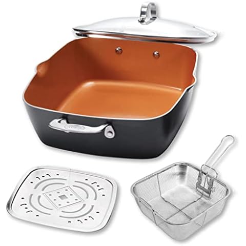 GOTHAM STEEL 1492 - XL 27,9 cm Kupfer-Kasserolle Cover