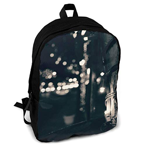 Preisvergleich Produktbild sunnyl Glühbirne Monochrom Stadtfoto Fotografie Straßenlaterne Straße Baumrinde Arizona Nacht Bokeh Modedruck Erwachsener Rucksack Reise Wandern Rucksack