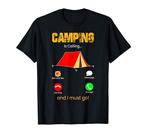 Camping Is Calling Vintage Design Camping Novelty Camiseta