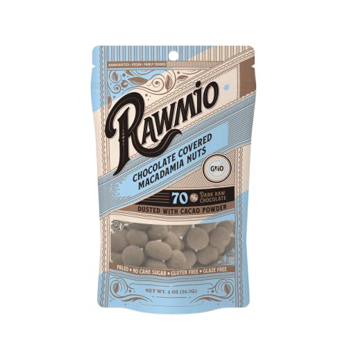 Rawmio Chocolate Covered Macadamia Nuts - Organic, Raw, Vegan, 70% Dark Chocolate, 18 Packs, 2 Oz. #TOP14