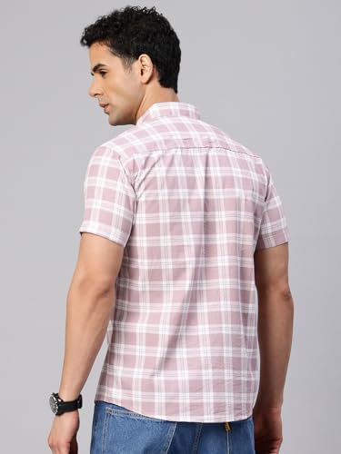Image of Majestic Man Slim Fit Pure Cotton Checked Half Sleeve Casual Shirt