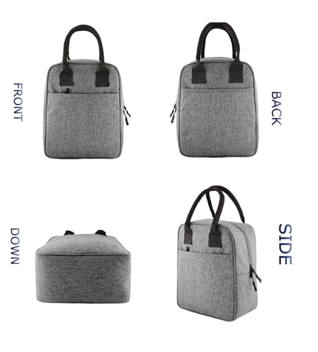 Image of Zaib Insulated Lunch /Tiffin /Travel /Storage Bag | Leakproof Keeps Hot and Cold | Unisex Lunch Box Bag for Kids, Office, Picnic, School (Canvas Grey)