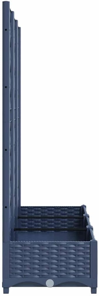 Large Blue Grey Rectangular Garden Planter with Trellis 47.2x15.7x47.8 in UV-Resistant Polypropylene Raised Bed for Outdoor Balcony Patio Terrace