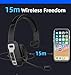 Bluetooth Headset with Microphone,Noise Cancelling with Mute Button, Very Strong Wireless Range, All-Day Comfort On Ear Headphones 60 Hrs Working time for Trucker/Work/PC/Call Center/Meeting/Office