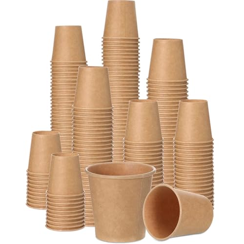 Lot de 100 Gobelets à Café Jetables Respectueux De L'environnement en Carton 100 ml Biodégradables Gobelets Jetables Marron Non Blanchi Gobelets en Carton