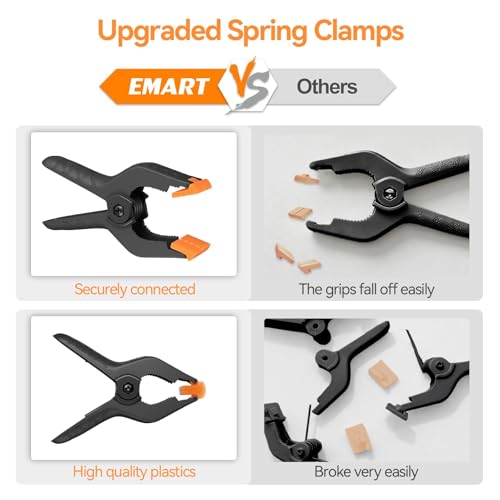 Image of EMART 12 Pack Heavy Duty Spring Clamps 6 Inch Professional Plastic Backdrop Clips for Photography Studio, Background Stand, Woodworking, Crafts, Tarp