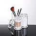 Bekith 3pc Premium Quality Acrylic Clear Plastic Apothecary Jar, Cotton Swab Ball Pad Holder, Qtip Jar Clear Makeup Organizer, Bathroom Containers Dispenser