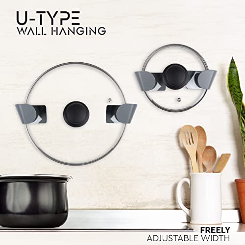 Noorla Pot Lid Organizer For Cabinet Door - Set Of 4 Pairs Adjustable In-Cupboard Pot And Pan Lid Holders For Lids, Easy To Install Wall Mount Pot Lid Organizer For Kitchen #TOP2