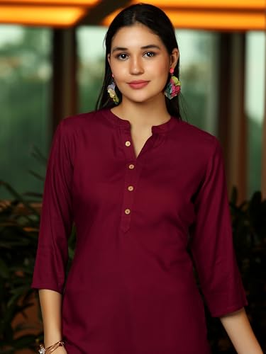 Image of Libas Womens Solid Viscose Straight Kurti for Women Suit