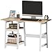 Price comparison product image HOMCOM Compact Computer Desk with Storage Shelves, Study Table with Bookshelf, PC Table Workstation for Home Office, Study, Easy Assembly, 120 x 51cm, White and Natural