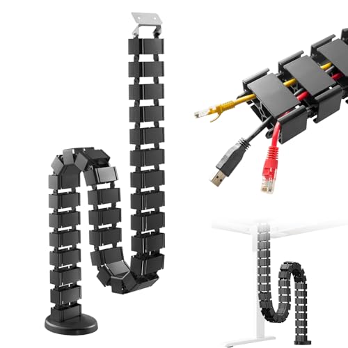Kabelkanal Schreibtisch 130cm Kabelführung Schreibtisch Kabelmanagement Kabelkanal Flexibel Kabelkette Kabel Management für Schreibtisch für Höhenverstellbare und Feste Schreibtische