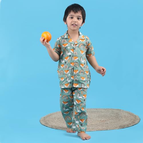 Image of POLKA TOTS 100% Pure Cotton Half Sleeve Night Suit for Kids, Girls & Boys | Cotton Pyjama Set | Unisex Night Dress for Children | Night Suit for Girls |Sleepwear for Kids | Winter Night Dress for Boys