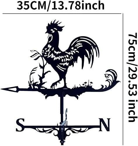 Miniatura 2 de Instrumento de medición de dirección del viento de metal para instalación de techo de paletas meteorológicas escena de granja jardín Art Deco