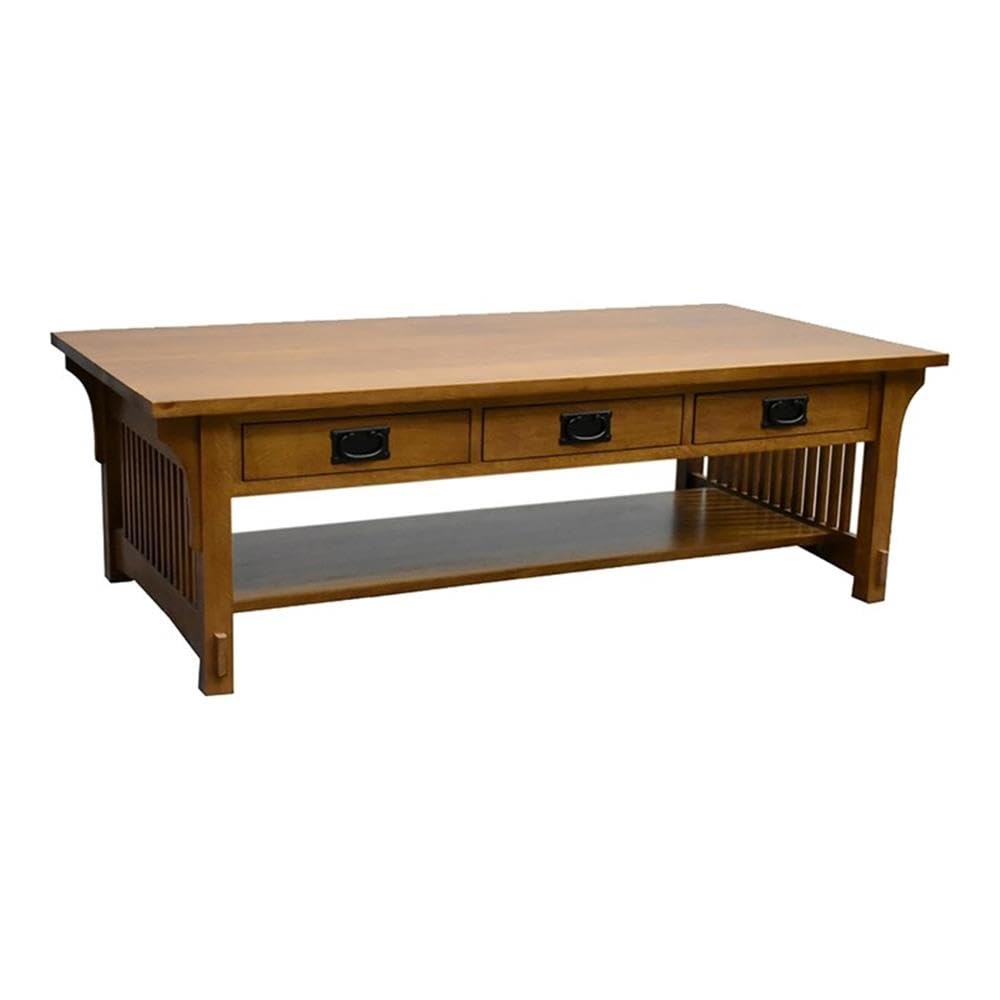 Crafters and Weavers Mission Quarter Sawn Oak Coffee Table with 6-Drawers