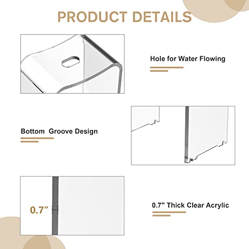 FansaFurn Acrylic Shower Stool, Modern Shower Bench with Curved Seat & Water Leaking Hole, Shower Stool for Inside Shower with Anti-Skip Feet & 300LBS Weight Capacity