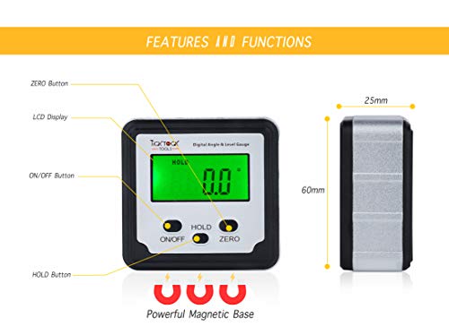 Ticktocktools AZC-TON-88 Digital Angle Finder By Ticktocktools - Magnetic Mini Level And Bevel Gauge - Woodworking With Table Or Miter Saw thumb #1