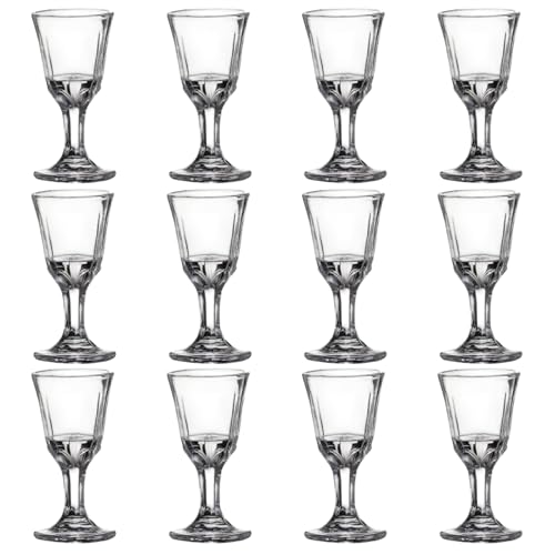 Licsaliwe Mini copas de chupito 10 ml, 12 piezas de copa de vidrio pequeñas con base para vino, tequila, whisky, degustación, bar, fiesta