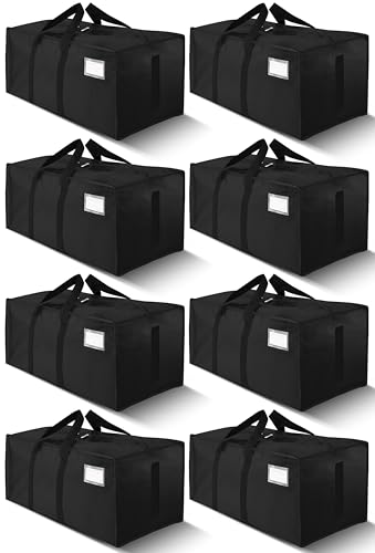 Image of HOMESURE Supports 200lbs Heavy Duty Moving Bags - Strong Zipper & Wrap-Around Handles - Water-Resistant Storage Totes, Durable Alternative to Moving Boxes - 8 Pack - Black