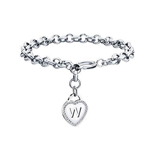 Image of CaleesLLC Letter A to Z Initial Charm Bracelet Adjustable Stainless Steel Anklet Personalized Wrist Link for Women