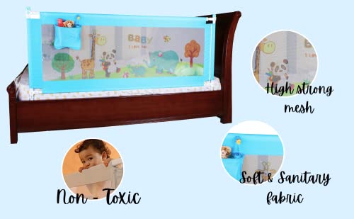 Image of VIC Kid Adjustable Plastic Baby Bedrail Guard for Toddlers /Bed Fence /Kids Safety /Portable and Adjustable Size (1.8, Blue (Baby I Love You)