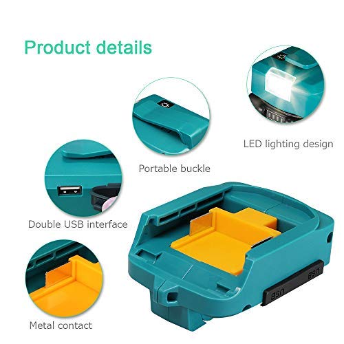 Usb Adp05 Power Source For Makita 18V Battery Charger With 2 Usb Ports And Led Light For 14.4V ~ 18V Battery Lithium-Ion #TOP4