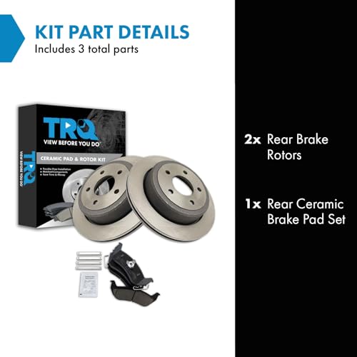 Image of TRQ Rear Brake Pad and Rotor Set Ceramic Compatible with 2010-2011 Ford Ranger