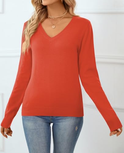 Image of QUALFORT Women's 100% Cotton Sweater, Basic Lightweight Long Sleeve Pullover